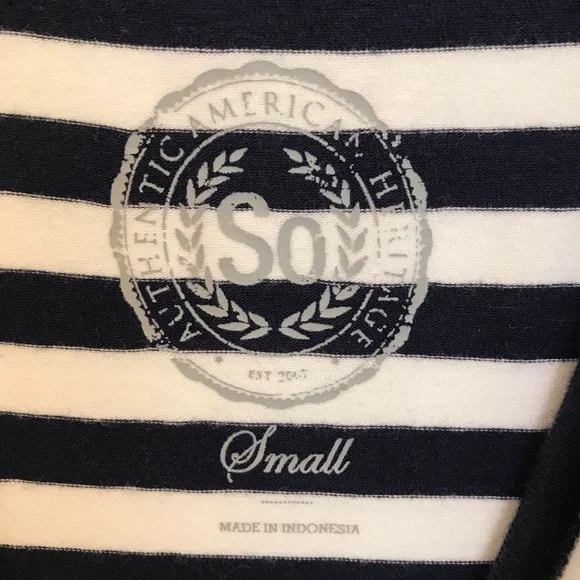 SO Navy and White Striped Spaghetti Strap Sundress, Size Small - Picture 3 of 7